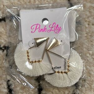 Pink lily earrings
